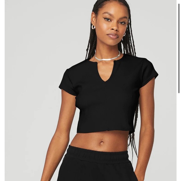 ALO Yoga Tops - Alo Ribbed Cropped Savvy Short Sleeve